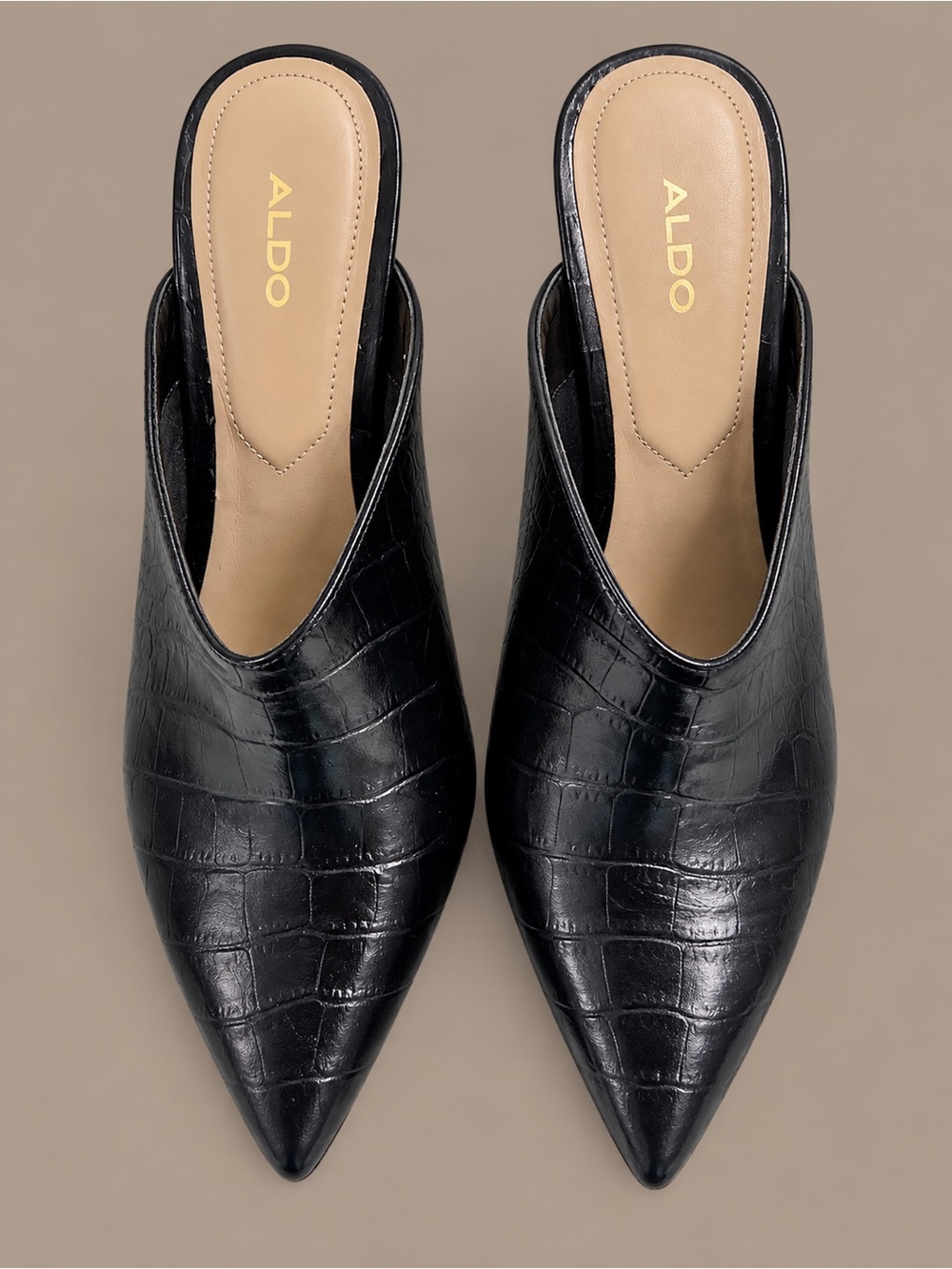 ALDO Black Pointed Toe Mule Slides